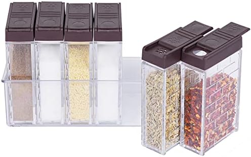 URALFA Spice Containers with Shaker Lids, 6 Pack Gray