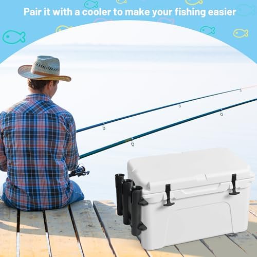 Cooler Fishing Rod Holder, Wall Mounted Fishing Pole Holder, 3 Link Fishing Rod Rack Compatible with YETI Coolers and for RTIC Coolers, Cooler Accessory