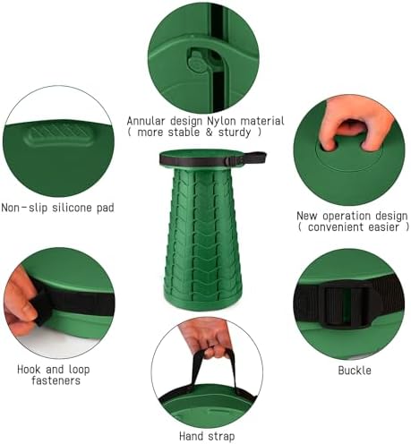 Portable & Lightweight Foldable Camping Chair for Adults, Heavy Duty Folding Stool with Adjustable Shoulder Strap, Perfect for Picnic, Beach, Backyard, and Sporting Events, Max Weight 400lbs