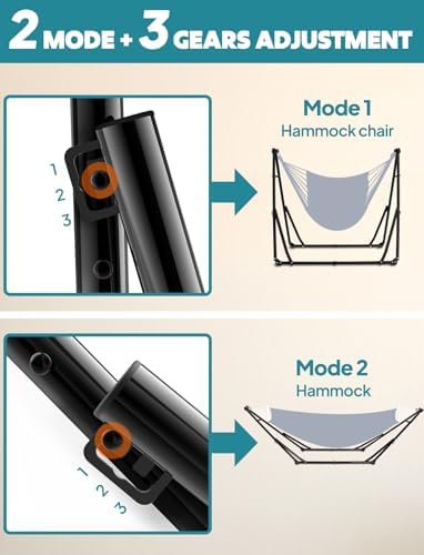 ANYOO 2-in-1 Hammock & Chair Stand with Collapsible Steel Frame & Carry Bag