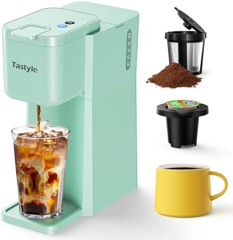 Tastyle Mini Single Serve Hot and Iced Coffee Maker for K Cup and Ground