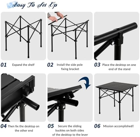 Camping Table with 2 Chairs, Portable Folding Picnic Table Set