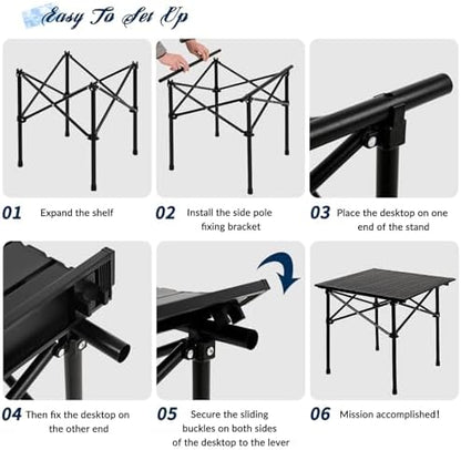 Camping Table with 2 Chairs, Portable Folding Picnic Table Set