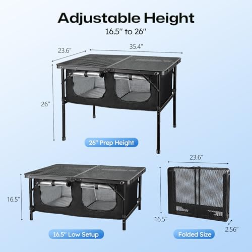 Folding Camping Table with Storage and Insulated Cooler Bag