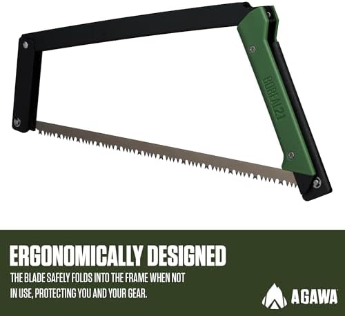 AGAWA - BOREAL21-21 Inch Folding Saw with All-Purpose Saw Blade - Camping Gear For Hiking, Fishing, Hunting, Bushcraft & Survival Kit (Black Frame/Green Handle)