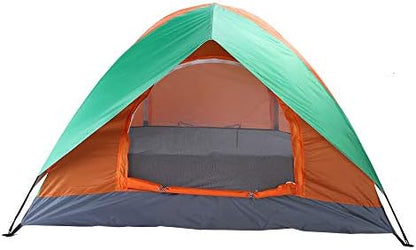2 Person Double Door Camping Dome Tent Orange Green Waterproof Easy Setup Portable Family Outdoor Windproof Backpacking Shelter with Carry Bag for Hiking Travel