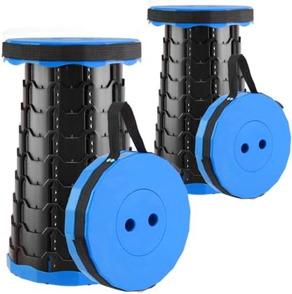 Doseno Collapsible Stool Set of 2, Camping Chairs, Portable Chair, Blue