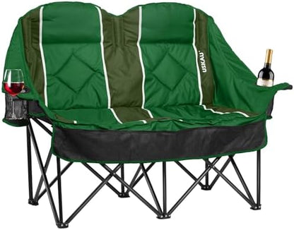 Oversized Double Camping Chair - 2 Person Folding Loveseat for Campfire Snuggle Freedom, Heavy Duty 660LBS Support with Frustration-Free Oversized Carry Bag, Perfect for Couples, Dogs & Sports