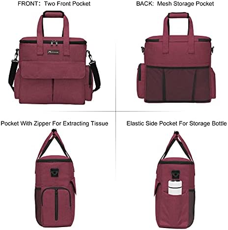 Modoker Weekend Dog Travel Bag with 2 Food Bags, 2 Bowls and Mat,Rose Red