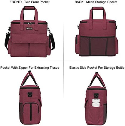 Modoker Weekend Dog Travel Bag with 2 Food Bags, 2 Bowls and Mat,Rose Red