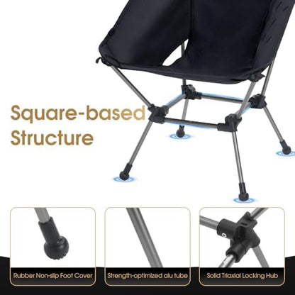 MOON LENCE Portable Camping Chair Plus, Larger & Roomier, Compact and Lightweight, Folding Chair for Backpacking Hiking Beach, Ultralight Camp Chair 330Lbs Capacity