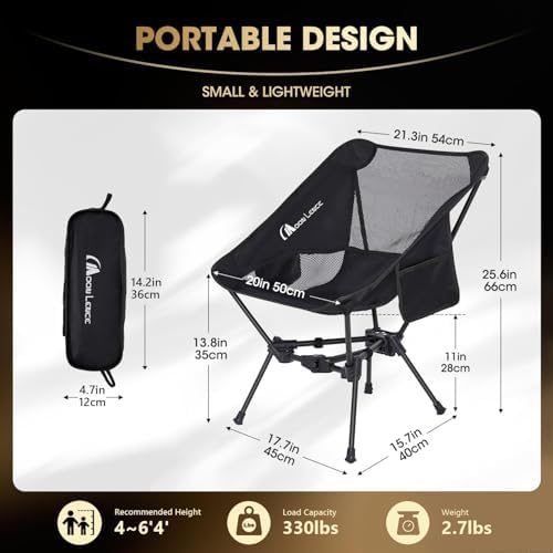 MOON LENCE 2 Pack Portable Camping Chairs Backpacking Chair - The 4th Generation Ultralight Folding Chair - Compact, Lightweight Foldable Chairs for Hiking Mountaineering, Beach