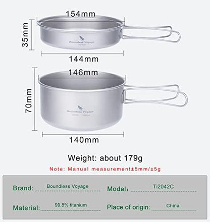 iBasingo Titanium Camping Cookware Ultralight Backpacking Pot Pan Set