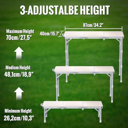 GARLLEN Folding Camping Table with Storage Bag, Portable Table 34.2"x15.7"