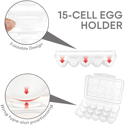 15 Grid Egg Storage Box for Refrigerator Kitchen Camping RV