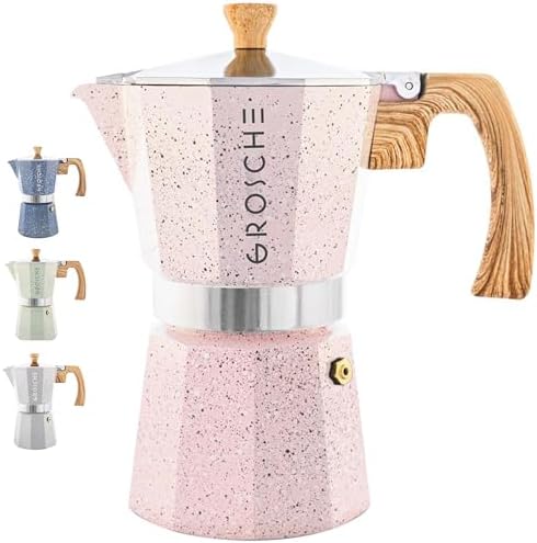 GROSCHE Milano Stovetop Espresso Maker Moka Pot 9 espresso Cup 15.2 oz Pink