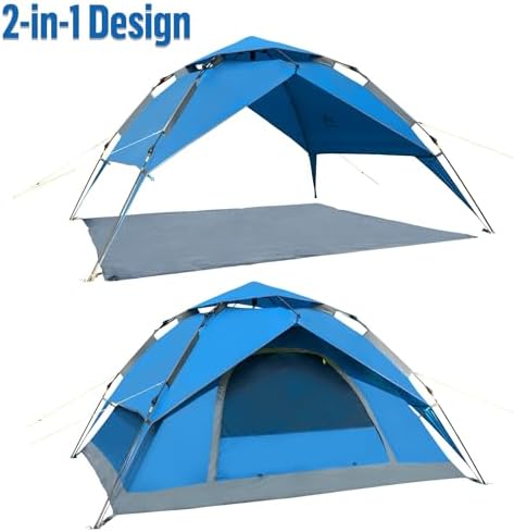 Night Cat Instant Popup Tents 2-3 Persons with Footprint Tarp Easy Setup Camping Tent with Rainfly Double Layers Waterproof Automatic Hydraulic Mechaism