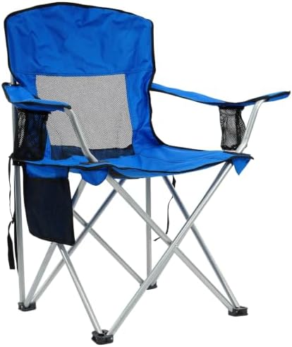 HULKFIT Folding Camping Chairs, Portable Outdoor Beach Lawn Chair for Adults with Carry Bag & Built-in Cup Holder, Casual Foldable Chair for Picnic Fishing Garden,Royal Blue