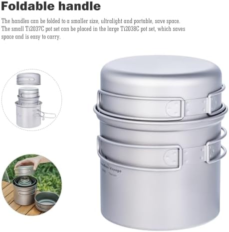 iBasingo Titanium Camping Cookware Ultralight Backpacking Pot Pan Set