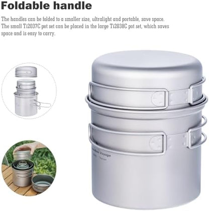iBasingo Titanium Camping Cookware Ultralight Backpacking Pot Pan Set