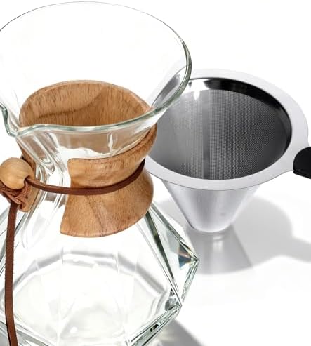 AGOGO Pour Over Coffee Maker Set, 28oz Diamond Style, 304 Stainless Filter