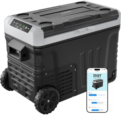 EUHOMY 35QT 12 Volt Refrigerator,Dual Zone -4℉~68℉ Portable Freezer for Car