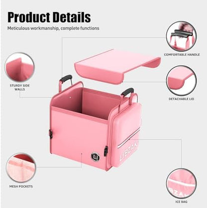 LIBZAKI Car Trunk Storage Organizer, Collapsible Trunk Storage Box for Car Truck SUV-Pink