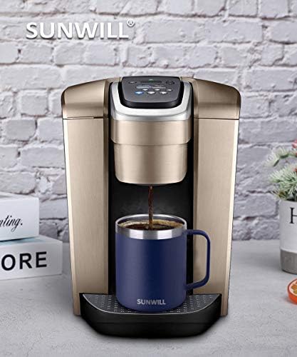 SUNWILL Travel Coffee Mugs Set of 4, Insulated Tumbler with Lid, 14oz Stainless Steel Cup with Handle Bulk for Gift, Camping, Office, Powder Coated Navy Blue