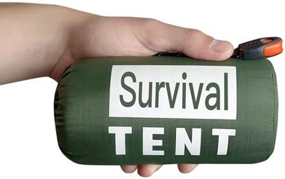 Emergency Survival Tent 2 Person with Survival Whistle Shelter for Bug Out Bag Storm with Doors Tornado Shelter for Camping Tactical for Survival Kit with Whistle & Paracord Green
