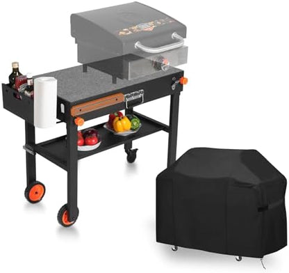 Grill Table with Cover, Folding Grill Stand Solid and Sturdy