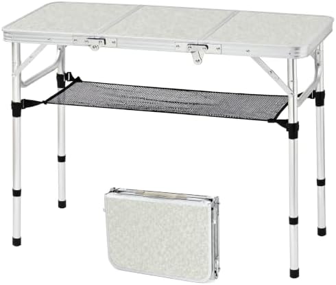 Folding Camping Table,35"L x16"W Aluminum Camp Table with Adjustable Height