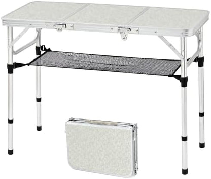 Folding Camping Table,35"L x16"W Aluminum Camp Table with Adjustable Height