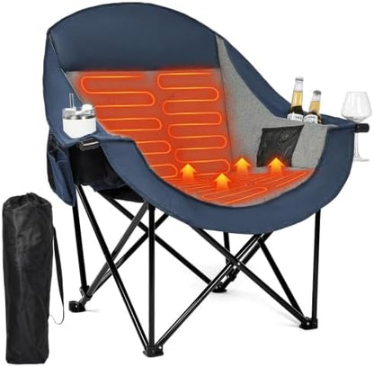 Heated Oversized Camping Chair - Heavy Duty Padded Comfy Warm Outdoor Chair