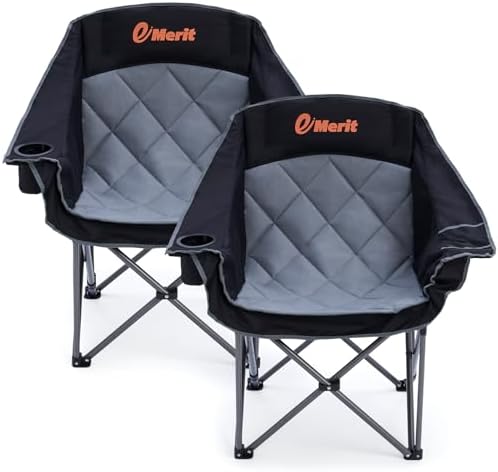 EMERIT 2‑Pack Oversized Camping Chair, Extra‑Wide Padded Camp Chair, 500LB