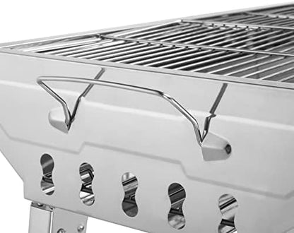 Portable Charcoal BBQ Grill, Foldable Smoker Tall Barbecue Grill Charcoal Outdoor Lightweight for Cooking Camping Hiking Picnics Tailgating Backpacking Garden Beach Party (27.5"L x 27.9"H)