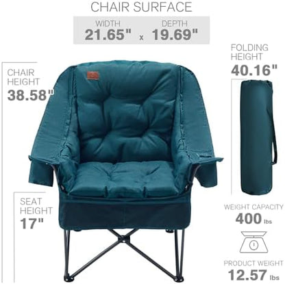 EVER ADVANCED XL Camping Chair with Detachable Cushion Support Green