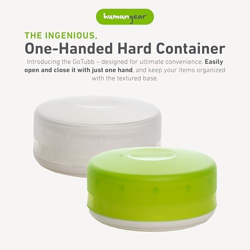 humangear GoTubb – Storage Containers for Snacks, Small Essentials and Travel Gear, Made from Food-Safe Materials, Clear/Green, Large (2-pack)