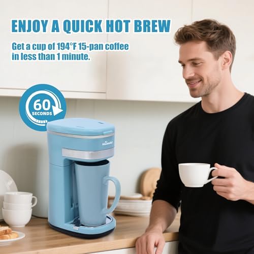 Single Serve Coffee Maker, 15oz Portable One Cup Coffee Brewer