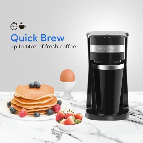 Elite Gourmet EHC111A Personal Single-Serve Compact Coffee Maker, Black