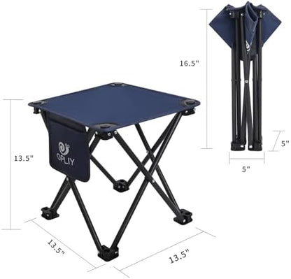 Opliy Camping Stool 2 Pack,13.5 Inch Portable Folding Stool for Outdoor Gardening and Beach Hiking Fishing,Foot Stool with Carry Bag (Blue)