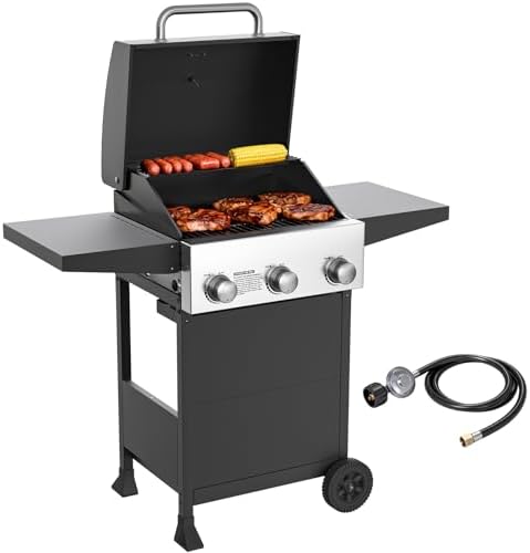 Veralune 3 Burner Propane Gas Grill, 36,000 BTUs Stainless Steel Grill