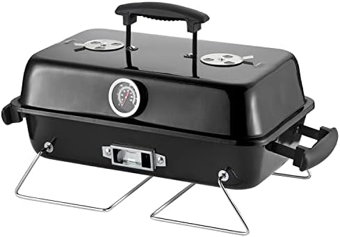 Charcoal Grill for Outdoor BBQ Smoker Tabletop Portable BBQ Grill,BLACK