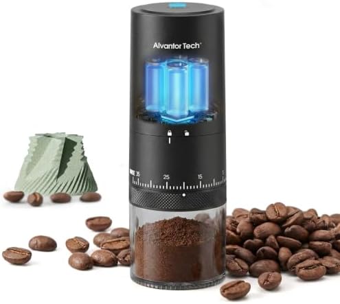 Portable Electric Burr Coffee Grinder - Cordless Rechargeable Coffee Grinder with Ceramic Conical Burr, USB-C, Ultra Quiet <65dB, 38 Adjustable Settings, Travel Coffee Grinder for Camping Office Home