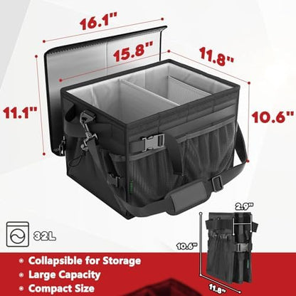 FANGSUN Grill Caddy with Lid, Foldable BBQ Caddy with Paper Towel Holder