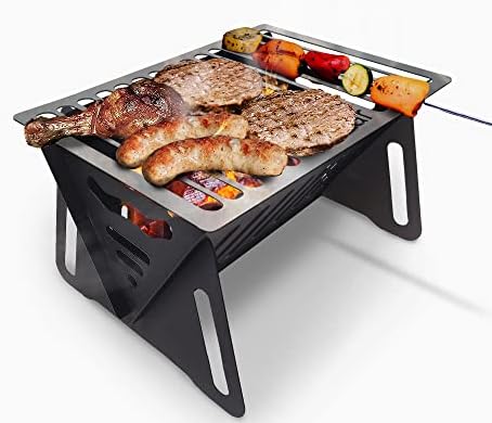 Bodkar Charcoal Grill, Portable BBQ Smoker - Lightweight Tabletop Outdoor Grill for Camping, Picnics, Garden, Beach Parties - 6"*4.6"*4.9