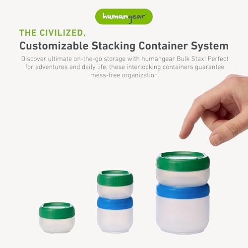 humangear STAX Stackable Containers, Medium Mid, Clear/Blue