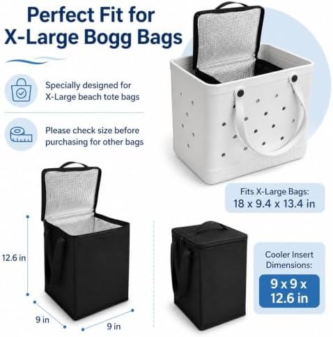 Insulated Cooler Organizer Insert, Compatible with X Large Bogg Bag, Waterproof Portable Cooling Storage Liner, Practical Bogg Bag Accessories for Beach Trips, Picnic, Camping & Outdoor Activities