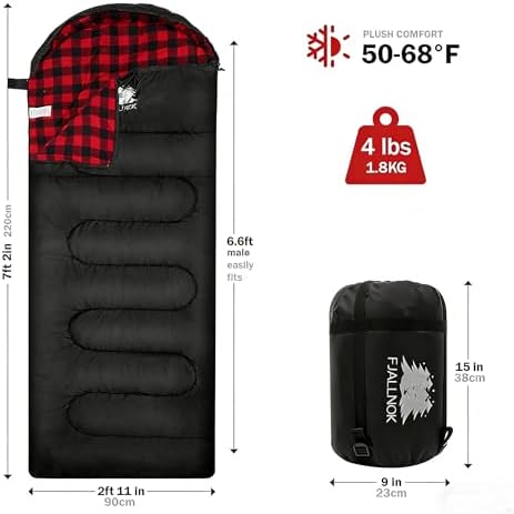 100% Cotton Flannel XXL 3-4 Season Sleeping Bags for Adults