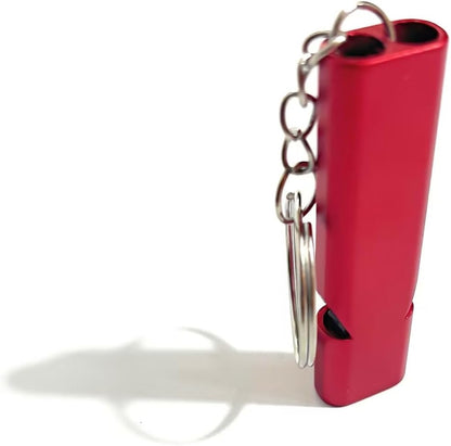 4-Pack Loud 120dB Double Tube Emergency Whistle - Aluminum Alloy, Corrosion-Resistant Safety Whistle with Lanyard & Keychain-Ideal for Camping Hiking Boating Fishing Survival Tool