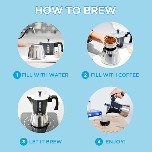 GROSCHE Milano Induction Stovetop Espresso Maker Moka Pot 6 Cup (Black)